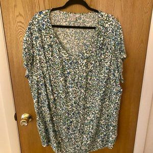 Croft & Barrow Blue floral short-sleeve blouse - size 2X